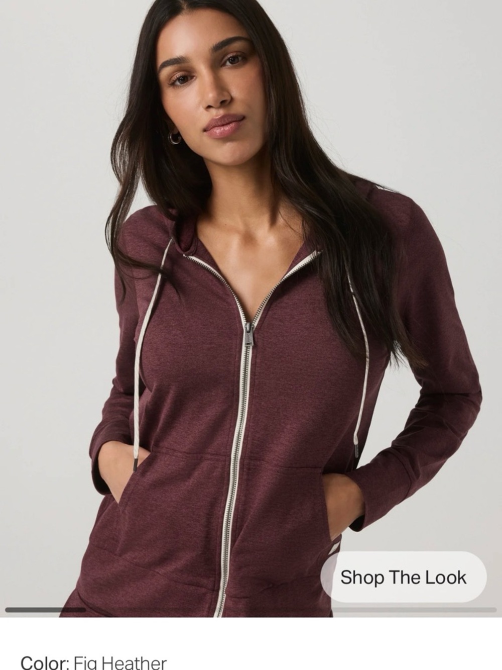 NWOT Vuori Fig Heather Maroon Zip-Up Hoodie